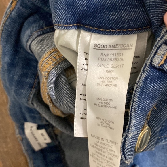 NWT GOOD AMERICAN GOOD WAIST RAW EDGE SKINNY JEAN IN BLUE B655 HI RISE SLIM LEG - Picture 13 of 14